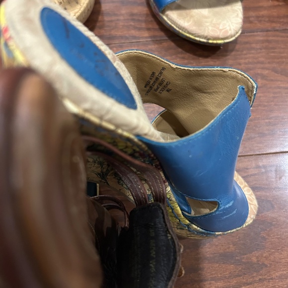 Lot of 4 Strappy Wedge Platform Slip On Sandals Korks Born Maroon Brown Black 7 - Picture 4 of 4